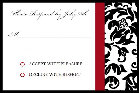 red black and white wedding invitations. Black, White amp; Red Demask
